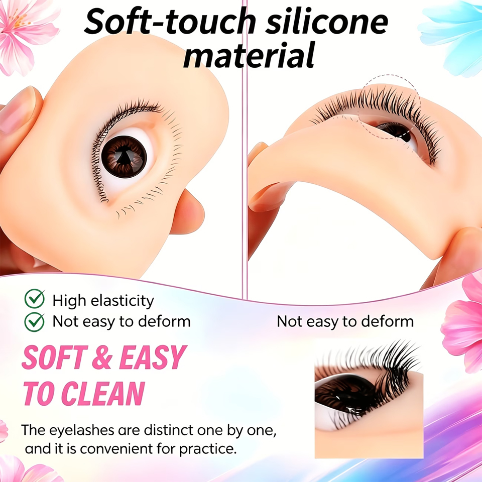 Eyelash Extension Model - 3-Schichtige Wiederverwendbare Wimpern-Übungsaugen, Wimpernverlängerungs-Modell, Puppenkopf für