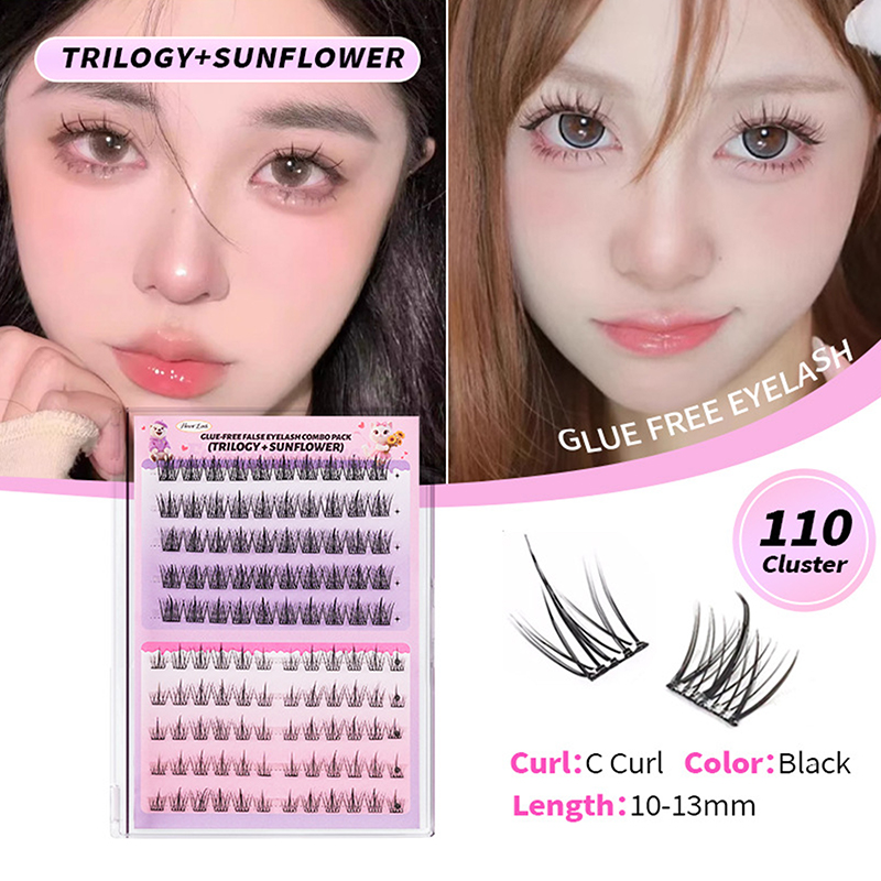Eyelash Extension No 10 - 100–160 Cluster-Wimpernverlängerung, kein Kleber erforderlich, ClusterLashes,