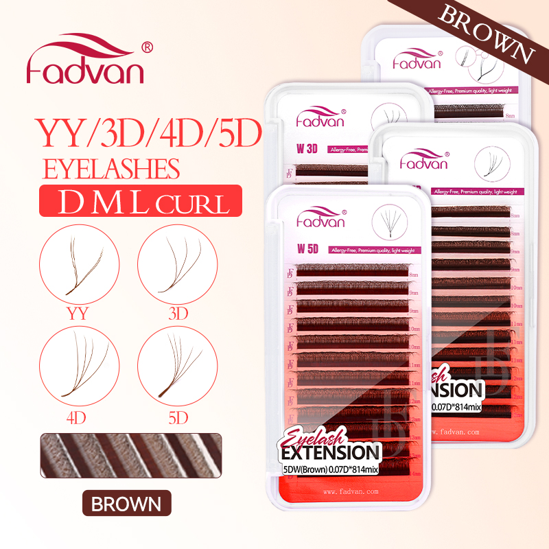Eyelash Extension Yelix - FADVAN Braune 4D/3D/5D Wimpern W-förmige Wimpern