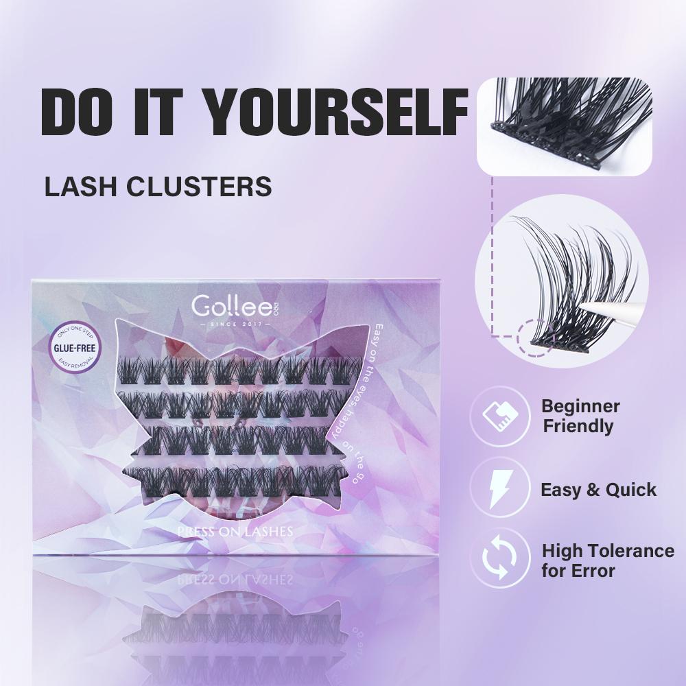 Eyelash Extension No 10 - Gollee selbstklebende Wimperncluster – kein Kleber,