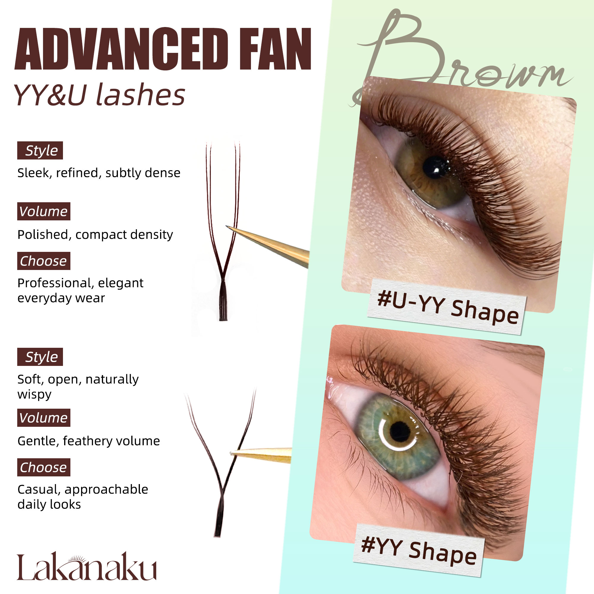 LAKANAKU Dunkelbraune U-Form Y – Eyelash Extension Yelix Bewertung und Preis